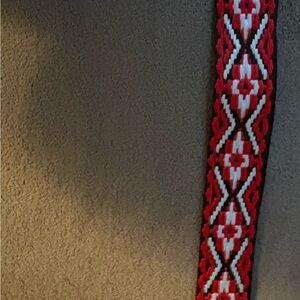 Handwoven Red, White & Black Geometric Strap